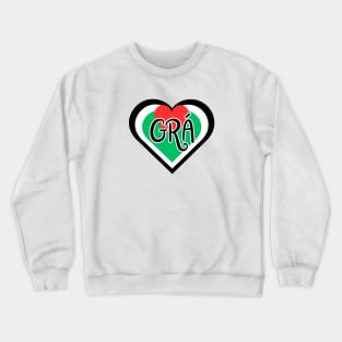 Grá = Love  - Irish Language Designs - Irish Palestinian Flag Crewneck Sweatshirt